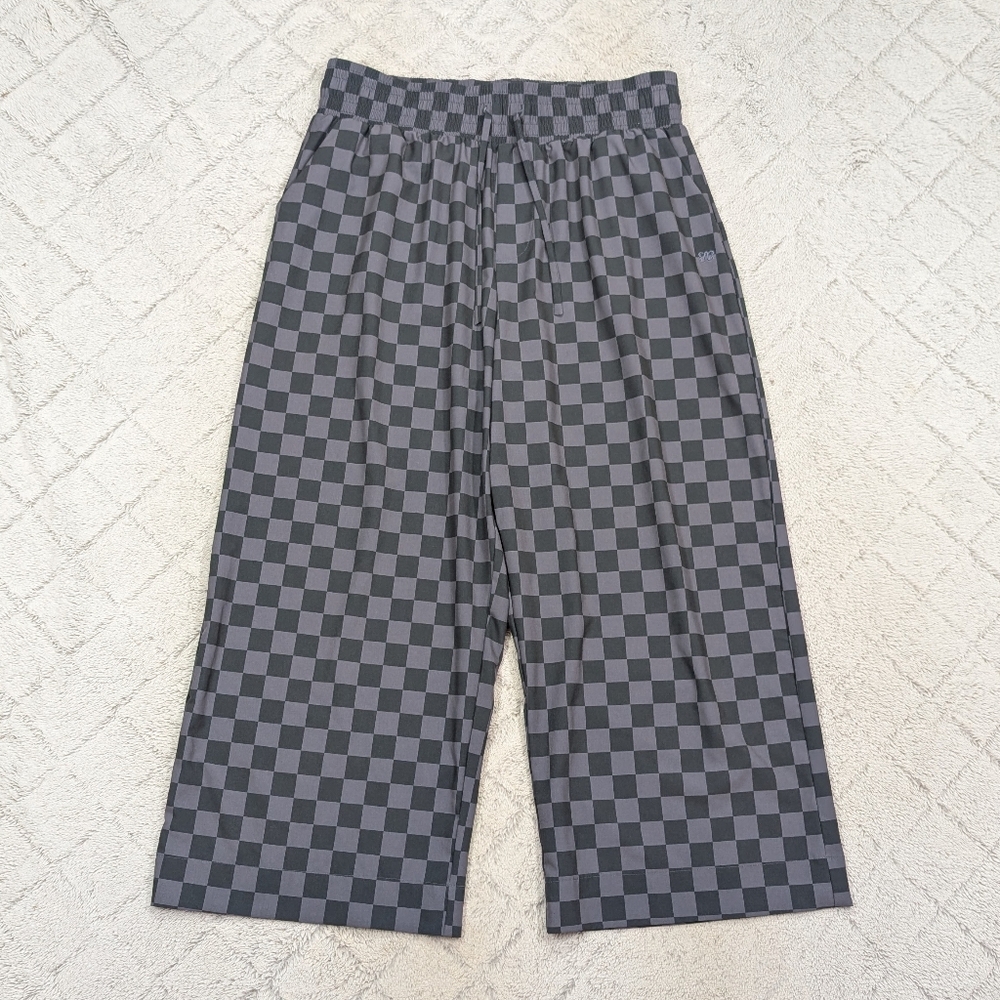 Albion Black & Gray Checkerboard Wide-Leg Pants